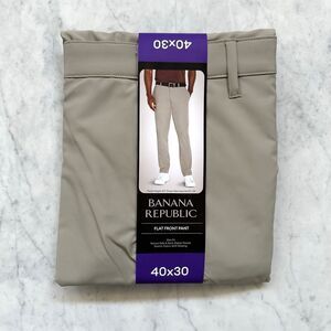 Banana Republic Men’s 40 x 30 Flat Front Pants Slim Fit London Fog Beige New
